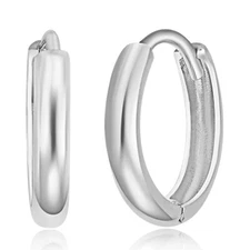 Wellingsale 14k White Gold 2mm Huggies Earrings (10 x 10 mm)