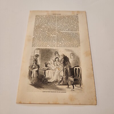 Ethan Allen At The Death Bed Of His Daughter c. 1858 Engraving (346)