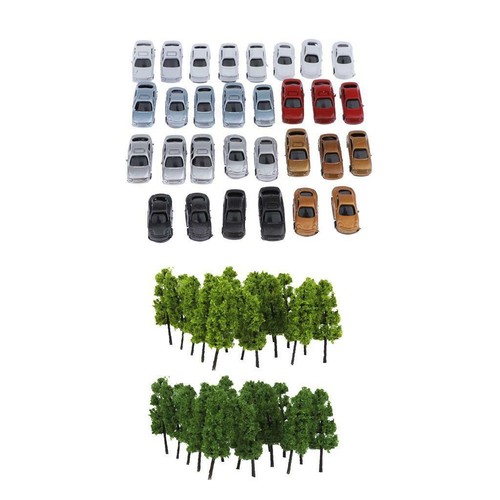 50x Modèle de Voiture Peinte Et 20x Modèle D'Arbre 1: 200 Construction de