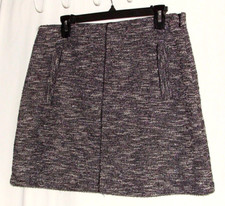 BANANA REPUBLIC Black Gray & Silver TEXTURED A-LINE MINI Skirt Sz 8 -NWT