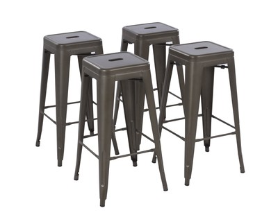 30 Inch Stackable Metal Barstool Seat Set of 4 Kitchen Game Room Basement Sturdy