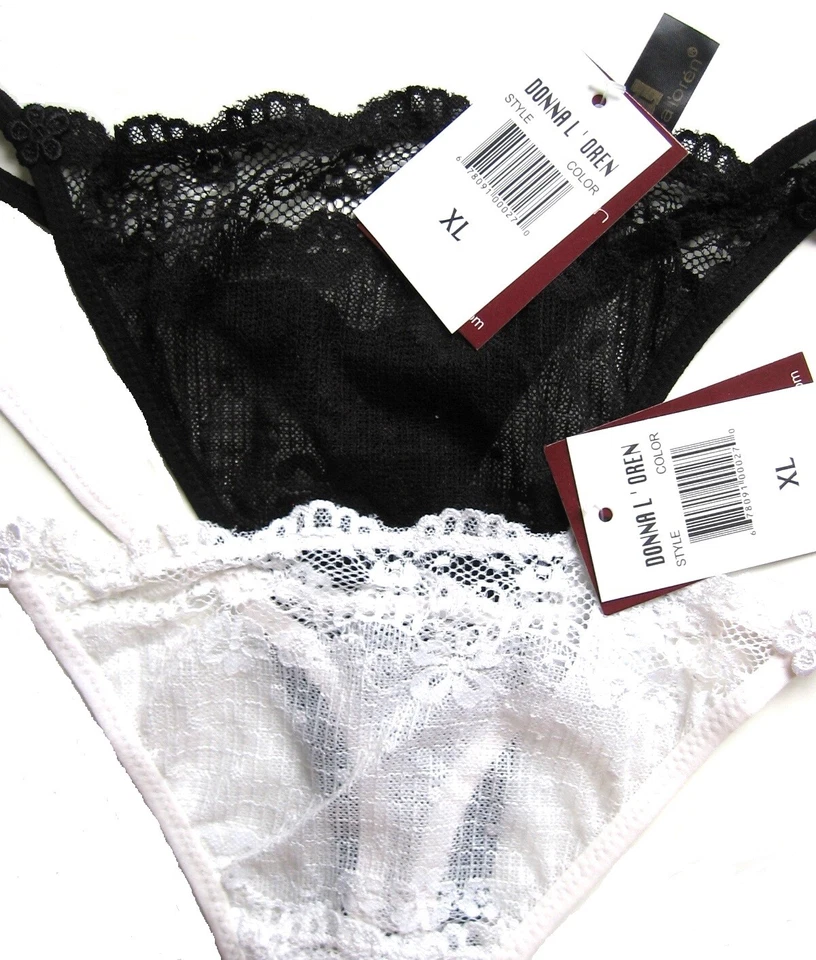 A0519 Donna L'Oren NEW Women's Scalloped Waist All Sheer Floral Lace Mesh Thongs - Image 2 of 2