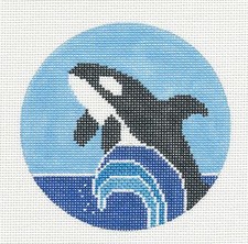 SP.ORDER Breaching "Orca" Killer Whale Needlepoint Canvas by Christine Danji