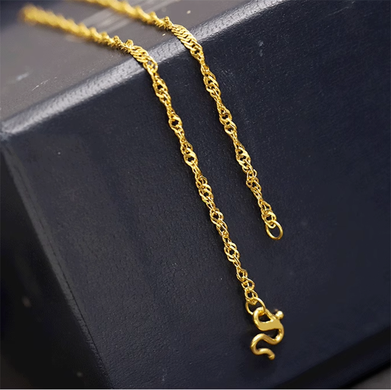 Pure 24K Yellow Gold Necklace For Women 2mm/2.8mm Singapore
