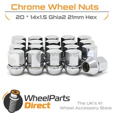 Wheel Nuts (20) 14x1.5 Chrome for Chrysler 300 C [Mk2] 11-20 on Original Wheels