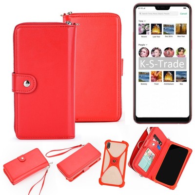 Geldbörse Handyhülle Oppo F7 Schutzhülle Etui Wallet Case rot