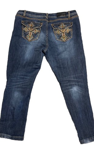 Grace In LA Pants Women's Sz 33 Bootcut Jeans Low Rise Embellished Pockets - Picture 9 of 16