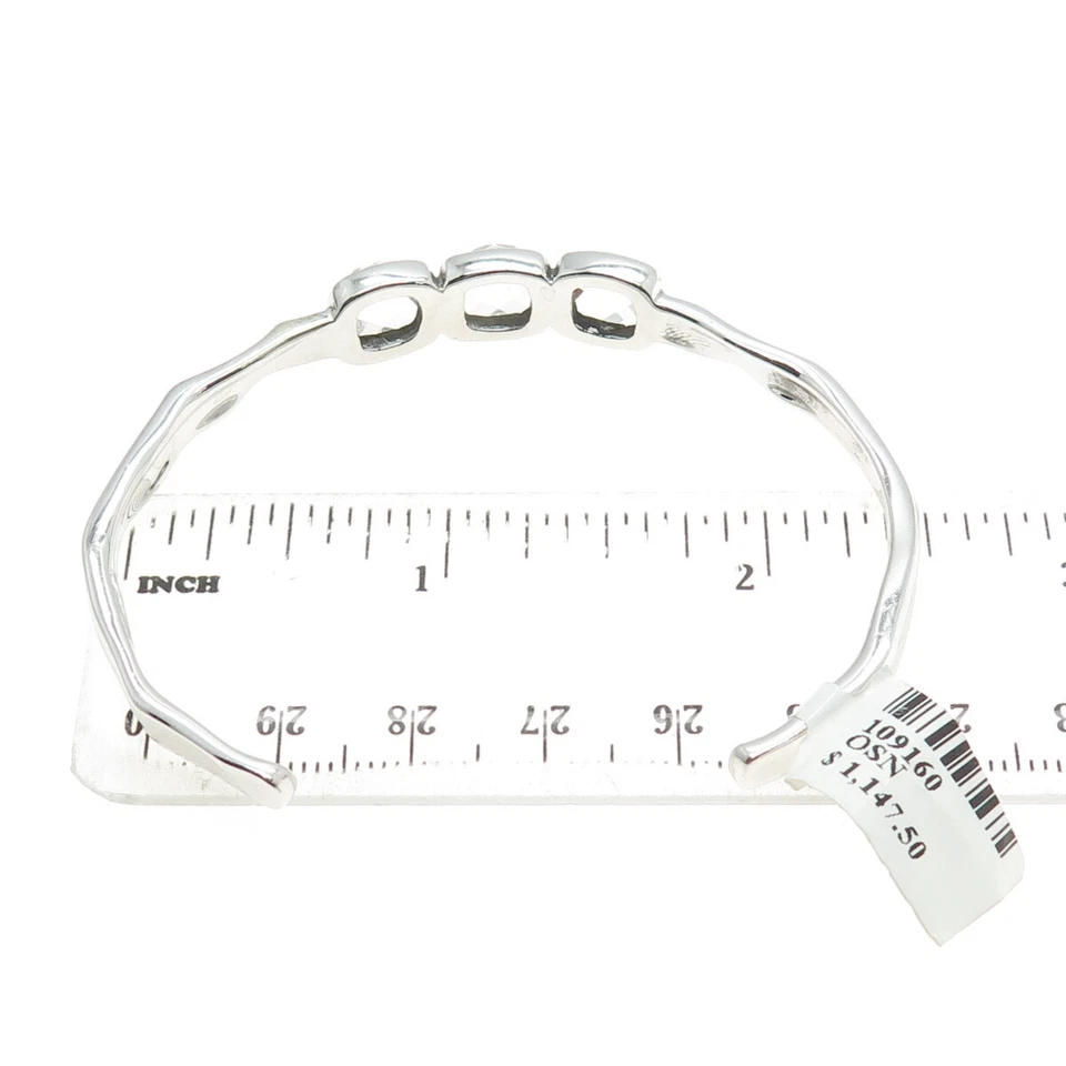 CHARLES GARNIER 925 Sterling Silver Real Clear Quartz Adjustable Bracelet 6.75" - Image 2 of 4