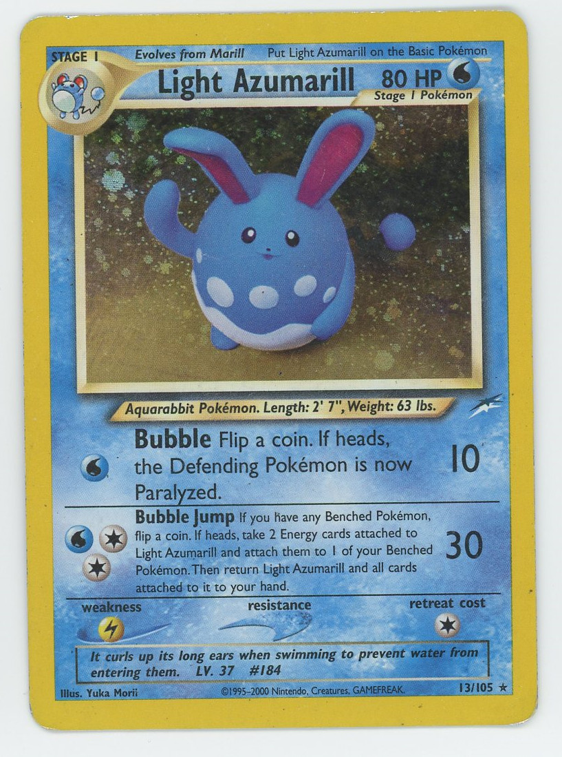 Light Azumarill 13/105 Holo Rare Unlimited Neo Destiny Pokemon Card 2000 WOTC