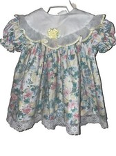 Vtg Bryan Baby 12 Mo Girls Cottage Prairie Dress Pastel Floral Lace 80's doll