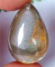 38x25x19mm Natural Gray brown Ghost Crystal Quartz Teardrop Pendant Bead BV61381