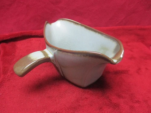 Vintage Frankoma  Pottery,  #6S Westwind Gravy 2-Spout, Woodland Moss Glaze