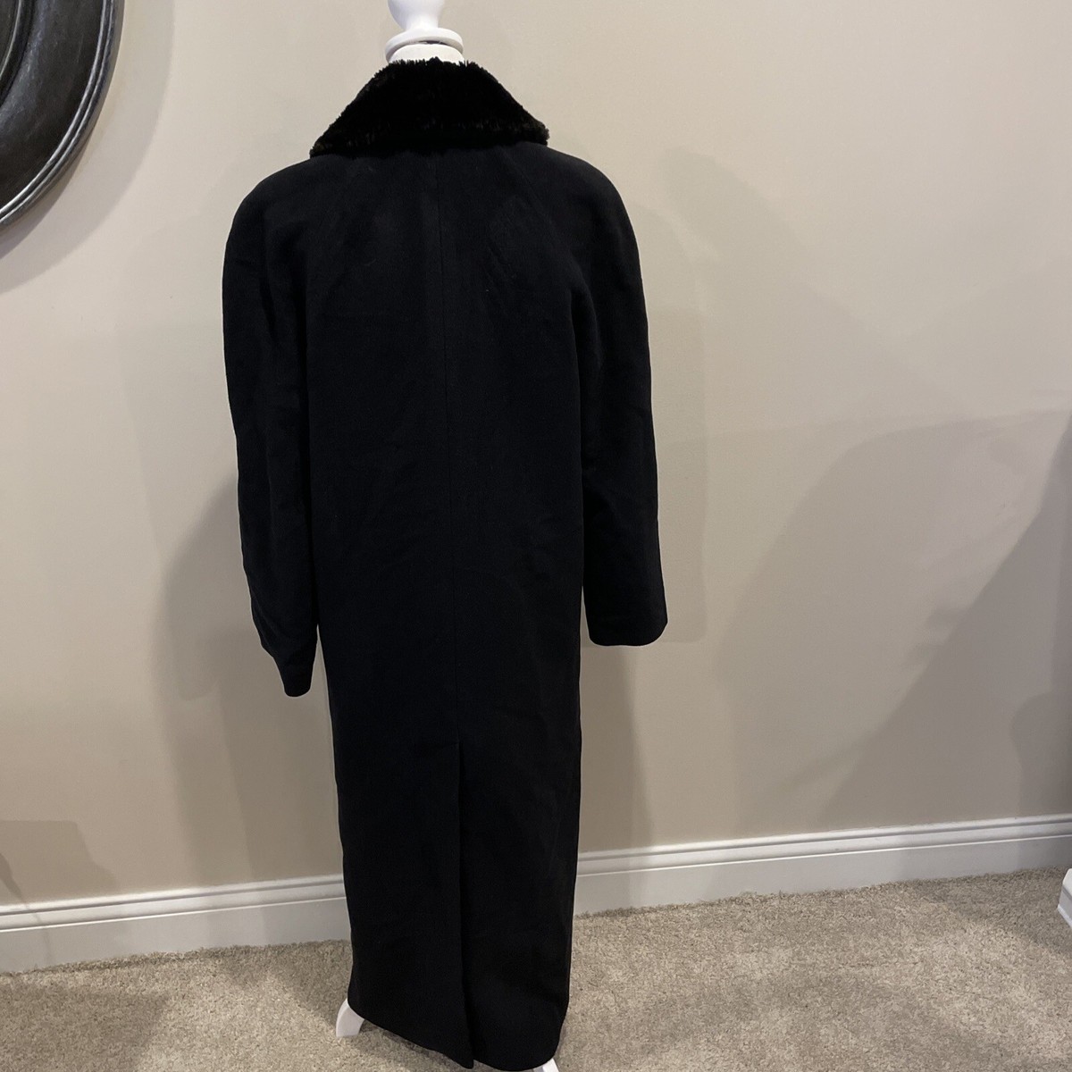 Vintage Barneys New York Women Andre' Coat Black With Black Faux