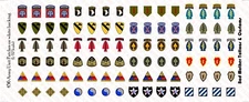 1/12 Scale Waterslide Decals: US Army Unit Patches on White Backing