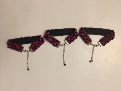Triplet Matching Ankle Bracelets Best Friends Beaded Pink Brown Black by  HUE New