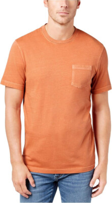 CLUB ROOM 100% Cotton Pocket Crew Neck T-Shirt | Raw Sienna | Small.