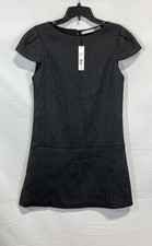 Alice + Olivia Jayla Sheath Dress Black Metallic Basketweave Puff Sleeve Size 4