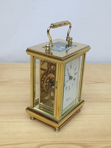 Vintage Worcester Brass Mechanical French Carriage Clock & Key - Fully Working - Imagen 3 de 14