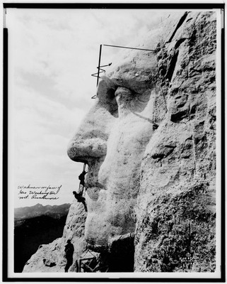 Mount Rushmore Construction Vintage 1930s Workers Climbing Photo Reprint Wall Ar