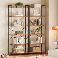 Book Shelf Set of 2, 6 Tier Bookcase, Storage Shelf, Industrial Bookcase for CDs