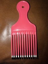 Vintage 1980s Large Color Dip Hair Pick Lift Comb Pink 7