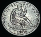 1844 Seated Liberty Silver Half Dollar 50c Better Date Obsolete Type Coin