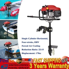 4 Stroke 170cc Outboard Motor Fishing Boat Engine Air Cooling Heavy Duty 3600r/m