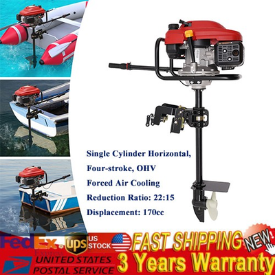 #ad #ad 4 Stroke 170cc Outboard Motor Fishing Boat Engine Air Cooling Heavy Duty 3600r m $392.97