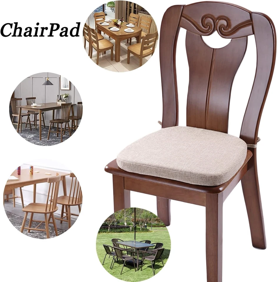 Cojines de espuma viscoelástica para silla - lazos, antideslizantes, cubierta lavable - cocina Foto 2 de 4