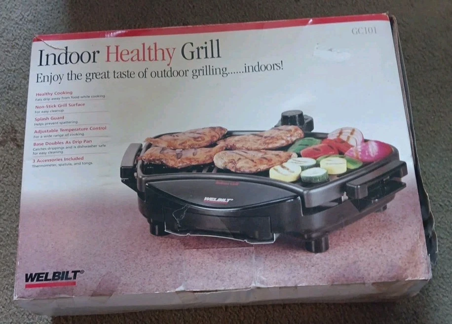 Welbilt Indoor Healthy Grill Non Stick Electric Countertop Griddle GC101 Vintage