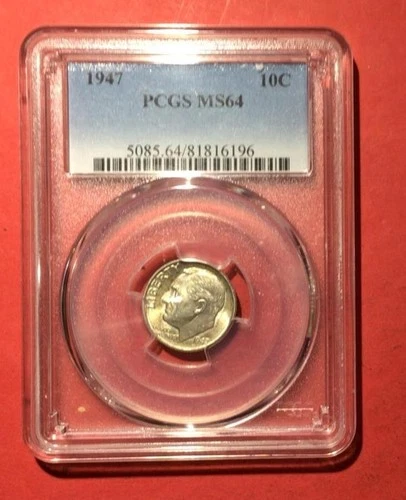 1947 US Roosevelt SILVER Dime PCGS Certified MS64 Very Choice Uncirculated!