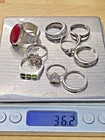 Lot of 9 Vintage 925 Sterling Silver Rings - Sizes 7.5-11  36.1g