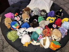 Lot 31 Vintage Swibco Puffkins Plush Tags Collection with pink nose