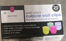 Advantus Fabric Panel Wall Clips Standard Size Assorted Cool Colors 20/Box