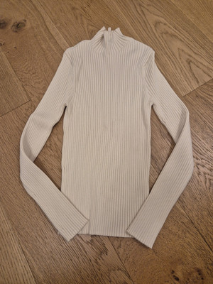 Cream Women's Zara Fitted Roller Polo Neck Jumper Size Large