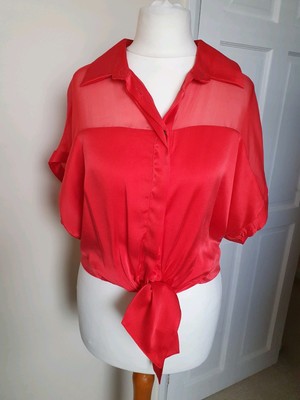 Pierre Balmain Designer Womens Red Blouse Top 100% Silk Size 42