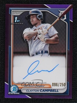 2024 Bowman Chrome Prospect Purple Refractor 96/250 Clayton Campbell Auto 0lj0