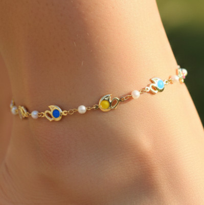 Delicate Charm Anklet Gold Plated Beaded Chain Anklet Handmade Boho Fashion