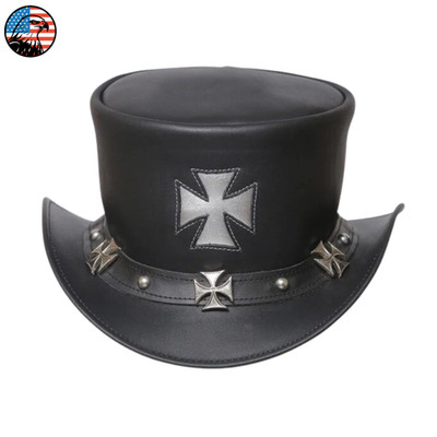 Handmade Leather Top Hat Steampunk Gothic Victorian Real Leather Handmade Hat US
