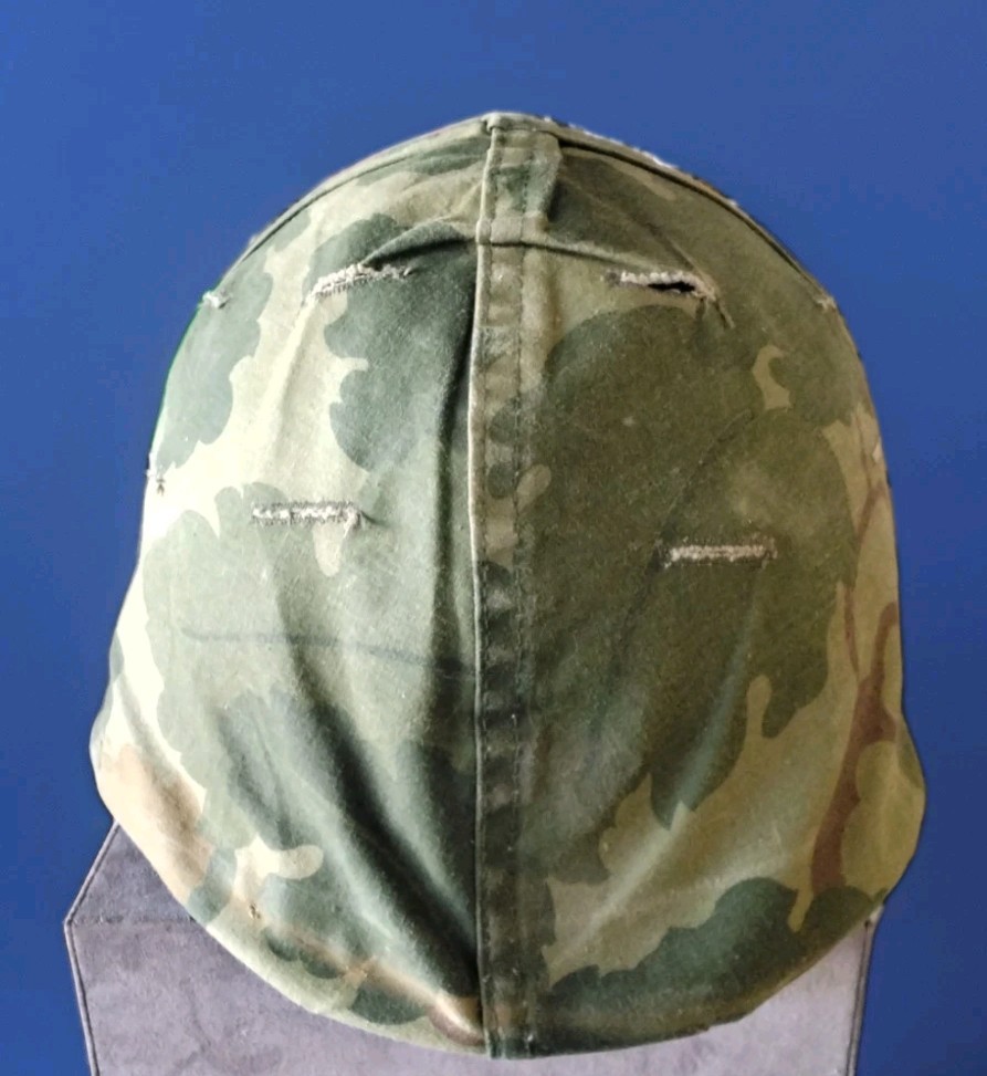 Original U.S. Army M1 Helmet w/ Mitchell Reversible Camo Pattern Cover VN Era