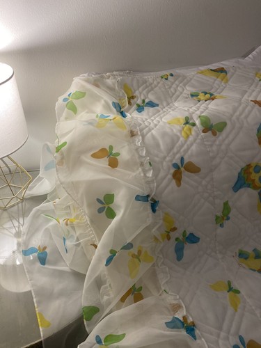 Vintage Sears Floral Schmetterling Rüschen Tagesdecke Landhaus Hippie Boho Twin 60’s - Bild 3 von 11