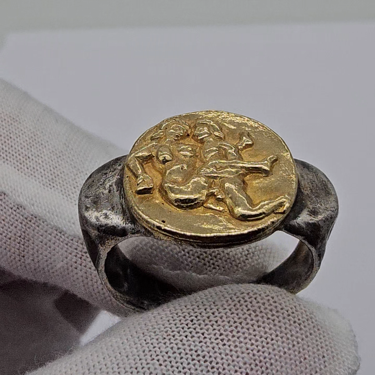 50 BC Ancient Roman Greek Ring High Carat GOLD Silver Erotic