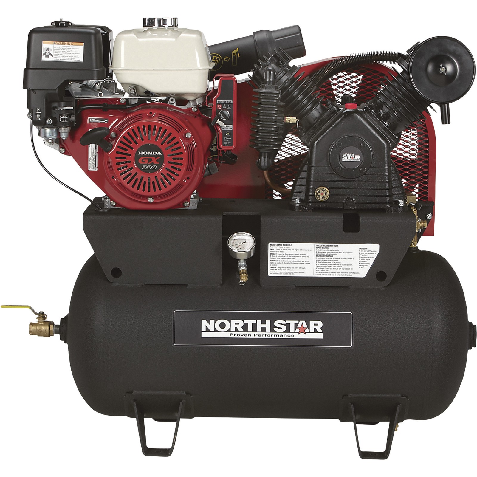 NorthStar Gas-Powered Air Compressor, Honda GX390 OHV Engine