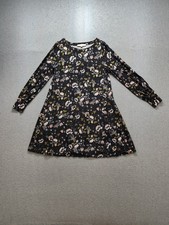 LOFT Women Swing Dresses S Multicolor Floral Long Sleeve Round Neckline Casual