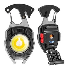Multitool Keychain Flashlight, Rechargeable COB Pocket Work Light with Carabi...