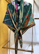 70% Cashmere 30% Silk Bandana Wrap Green fore...