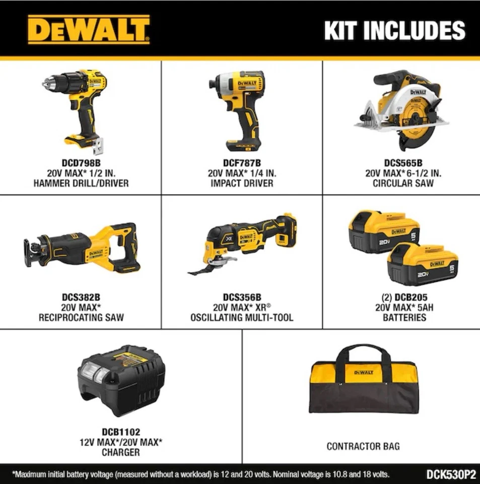 DEWALT DCK530P2 20V Max 5-Tool Combo Kit - Image 2 of 2