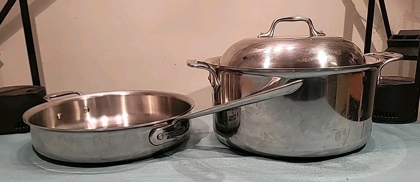 All-Clad D3 Stainless Stee 8 Qt Stockpot & 3 Qt Sauté Pan w/ Dome Lid