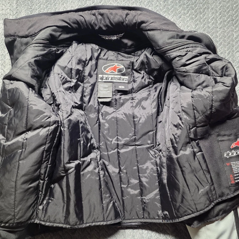 Chaqueta de motocicleta Alpinestars gris negra blindada para hombre pequeña forro extraíble Foto 3 de 4