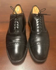 Allen Edmonds Black Cap Toe Park Avenue Shoes 10 1/2 D with AE Shoe Trees